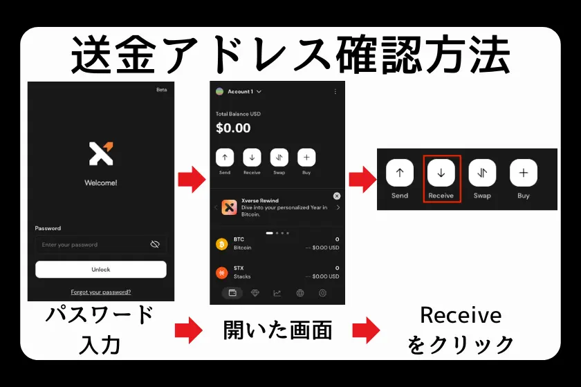ビットコインウォレットの送金アドレス確認方法