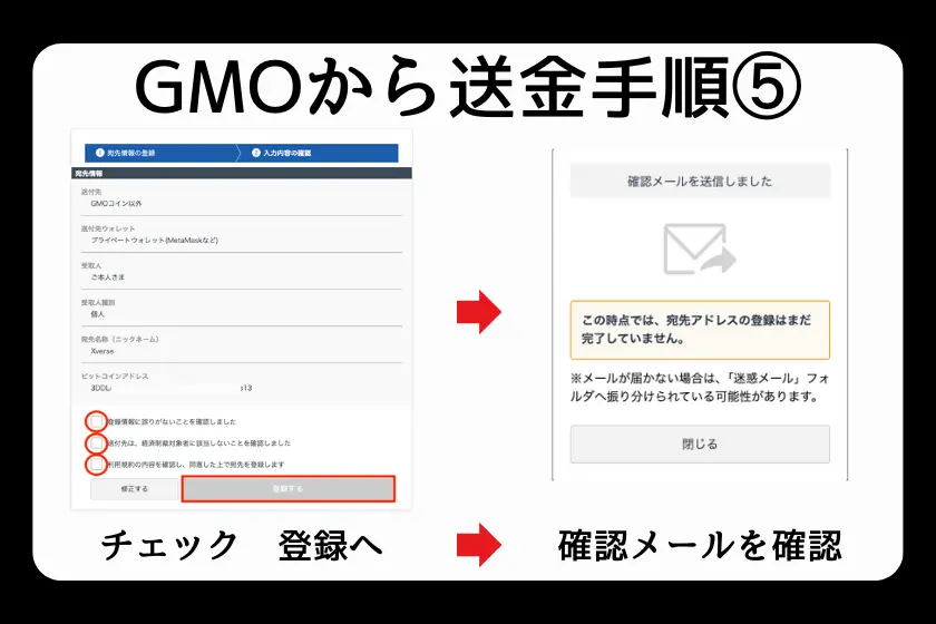 GMOコインからホットウォレットへビットコインを送金する手順5